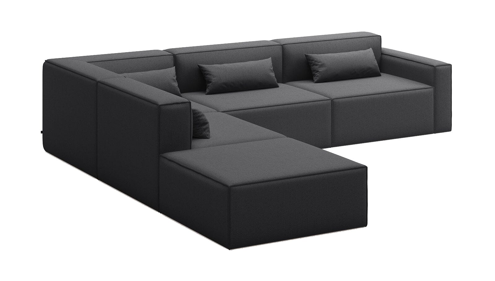 Mix Modular 5 Piece Sectional Sofa Sofa Gus Modern Mowat Raven Left Facing 