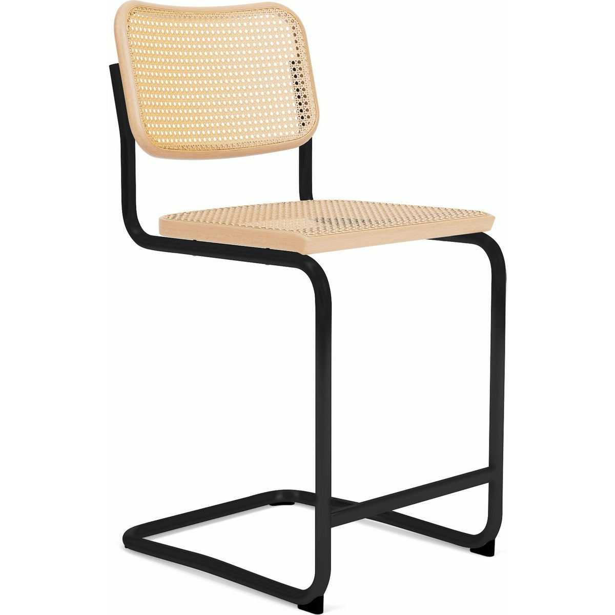 Cesca Stool–Cane Seat &amp; Back Stools Knoll Counter Height Natural Beech Black