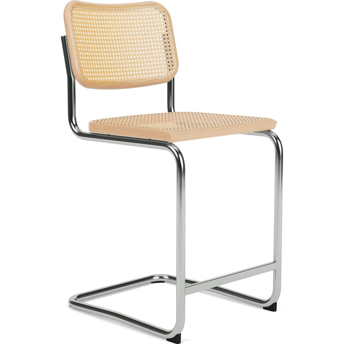 Cesca Stool–Cane Seat &amp; Back Stools Knoll Counter Height Natural Beech Polished Chrome