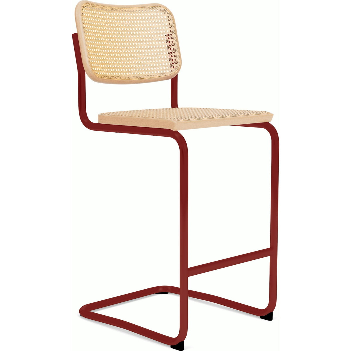 Cesca Stool–Cane Seat &amp; Back Stools Knoll Bar Height Natural Beech Red