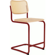 Cesca Stool–Cane Seat & Back Stools Knoll Counter Height Natural Beech Red