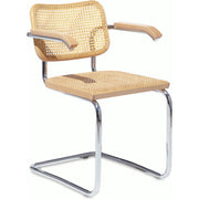 Cesca Cane Chair Side/Dining Knoll Arm Chair Natural Beech Polished Chrome