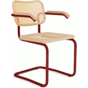 Cesca Cane Chair Side/Dining Knoll Arm Chair Natural Beech Red
