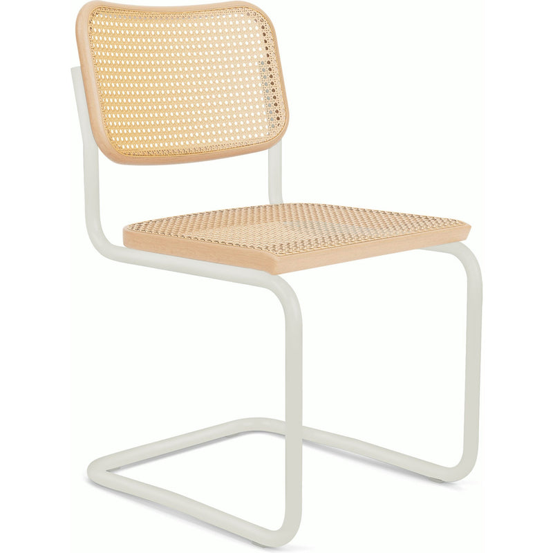 Cesca Cane Chair Side/Dining Knoll Armless Natural Beech White