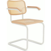 Cesca Cane Chair Side/Dining Knoll Arm Chair Natural Beech White