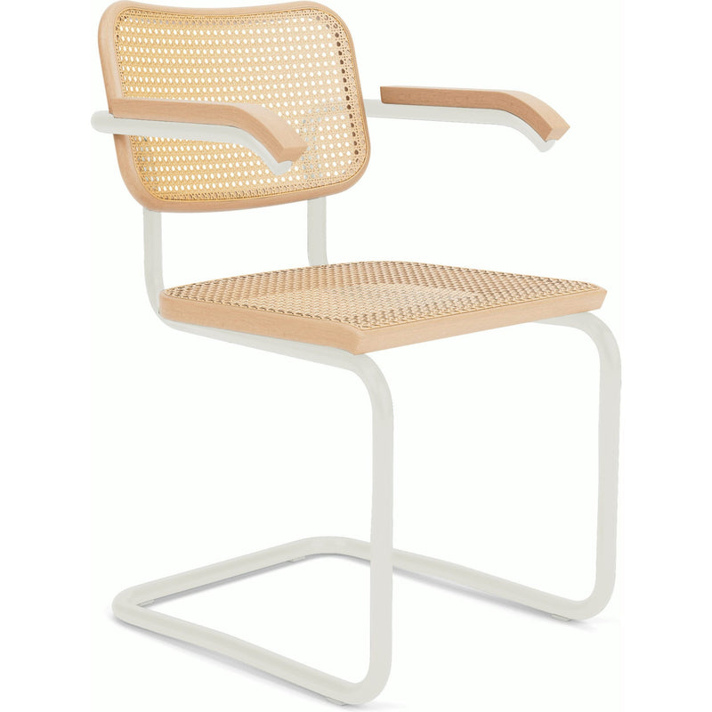 Cesca Cane Chair Side/Dining Knoll Arm Chair Natural Beech White