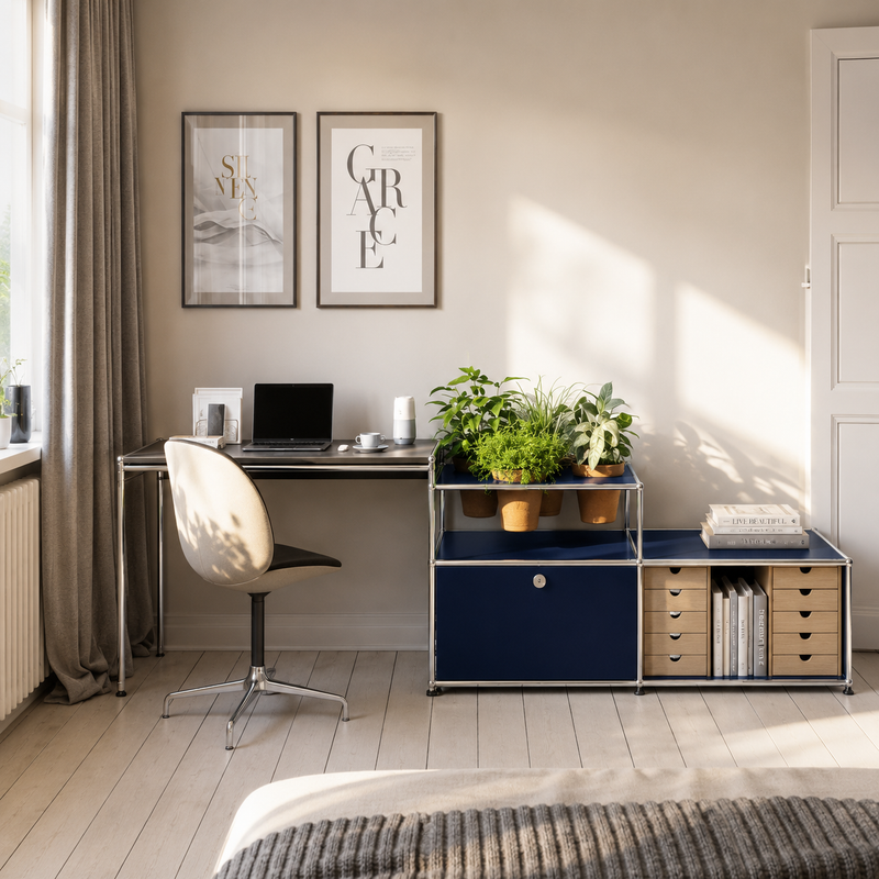 USM Haller Custom Side Table with Planter Panel (4 Planters included)