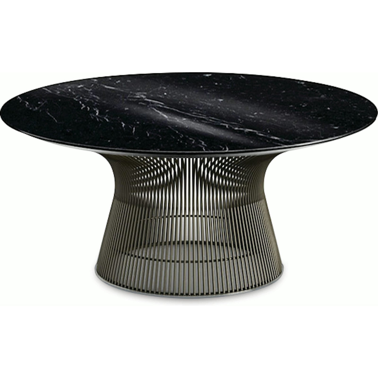 Platner Bronze 36" Coffee Table Coffee Tables Knoll Polished Finish Nero Marquina Marble Top: Black 