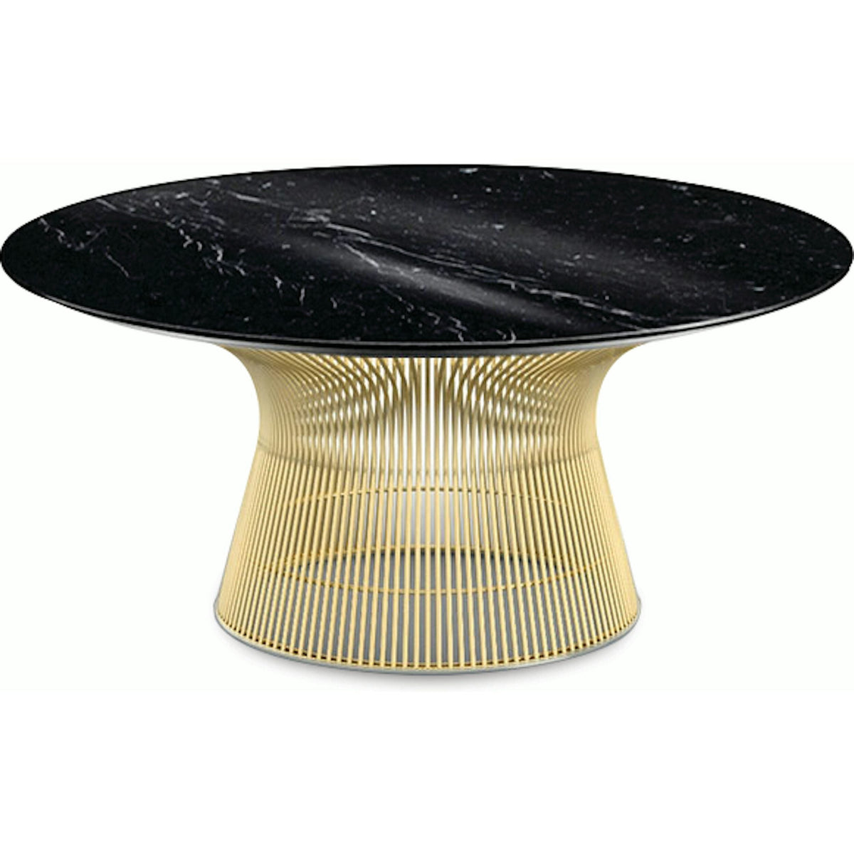 Platner Coffee Table - 36&quot; in Gold Coffee Tables Knoll 18K Gold plated Nero Marquina marble, Polished finish 