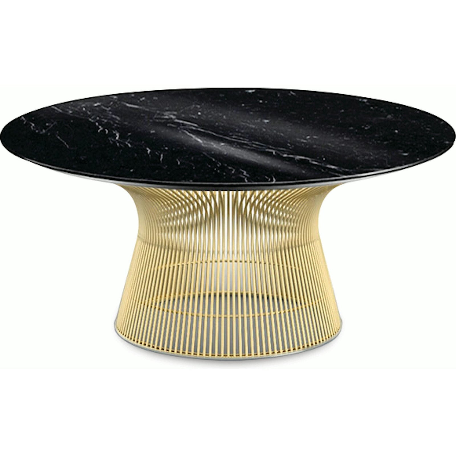 Platner Coffee Table - 36" in Gold Coffee Tables Knoll 18K Gold plated Nero Marquina marble, Polished finish 