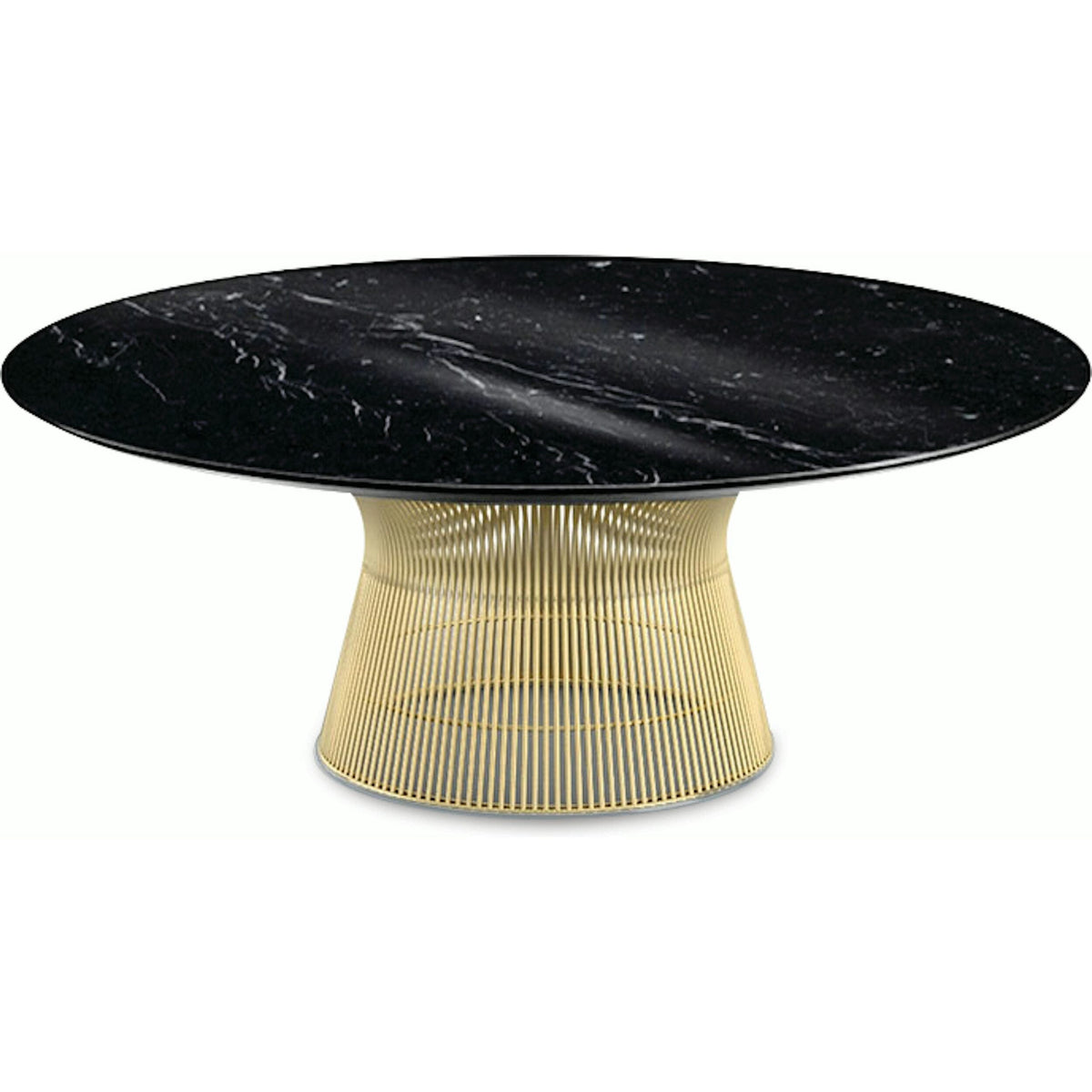 Platner Coffee Table - 42&quot; in Gold Coffee Tables Knoll 18K Gold plated Nero Marquina marble, Polished finish 
