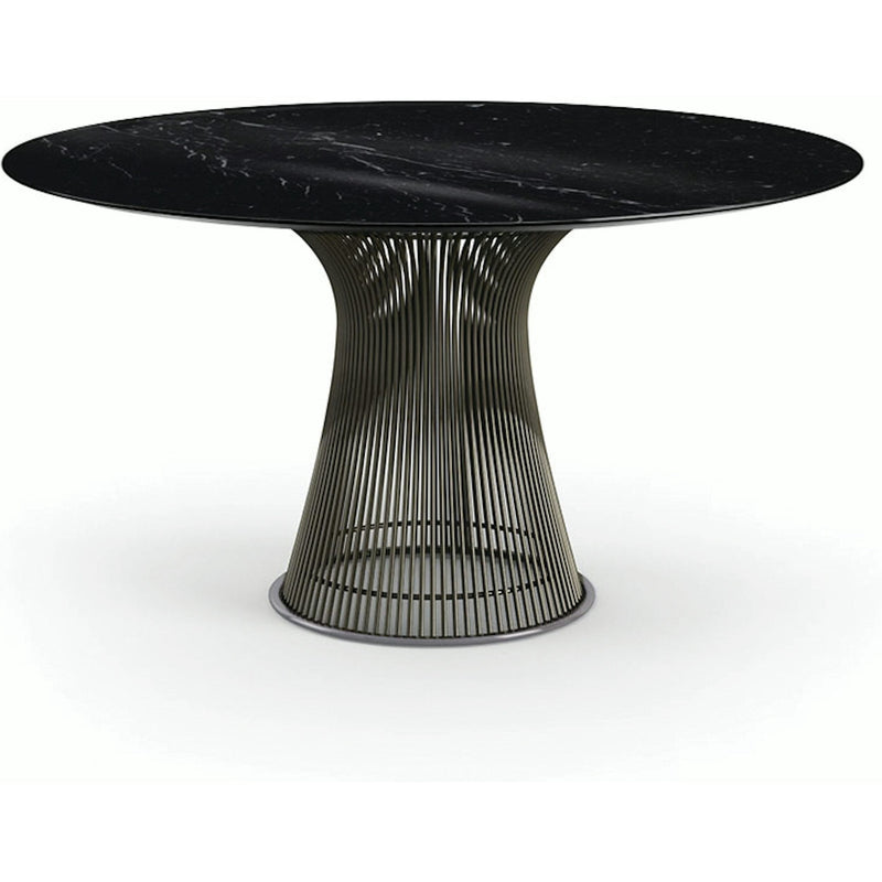 Platner Dining Table - 54 Inch Dining Tables Knoll Metallic Bronze Nero Marquina marble, Shiny finish 