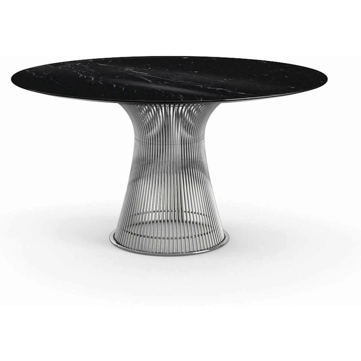 Platner Dining Table - 54 Inch Dining Tables Knoll Polished Nickel Nero Marquina marble, Shiny finish 