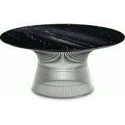 Platner Nickel 36" Coffee Table Coffee Tables Knoll Polished Finish Nero Marquina Marble Top: Black 