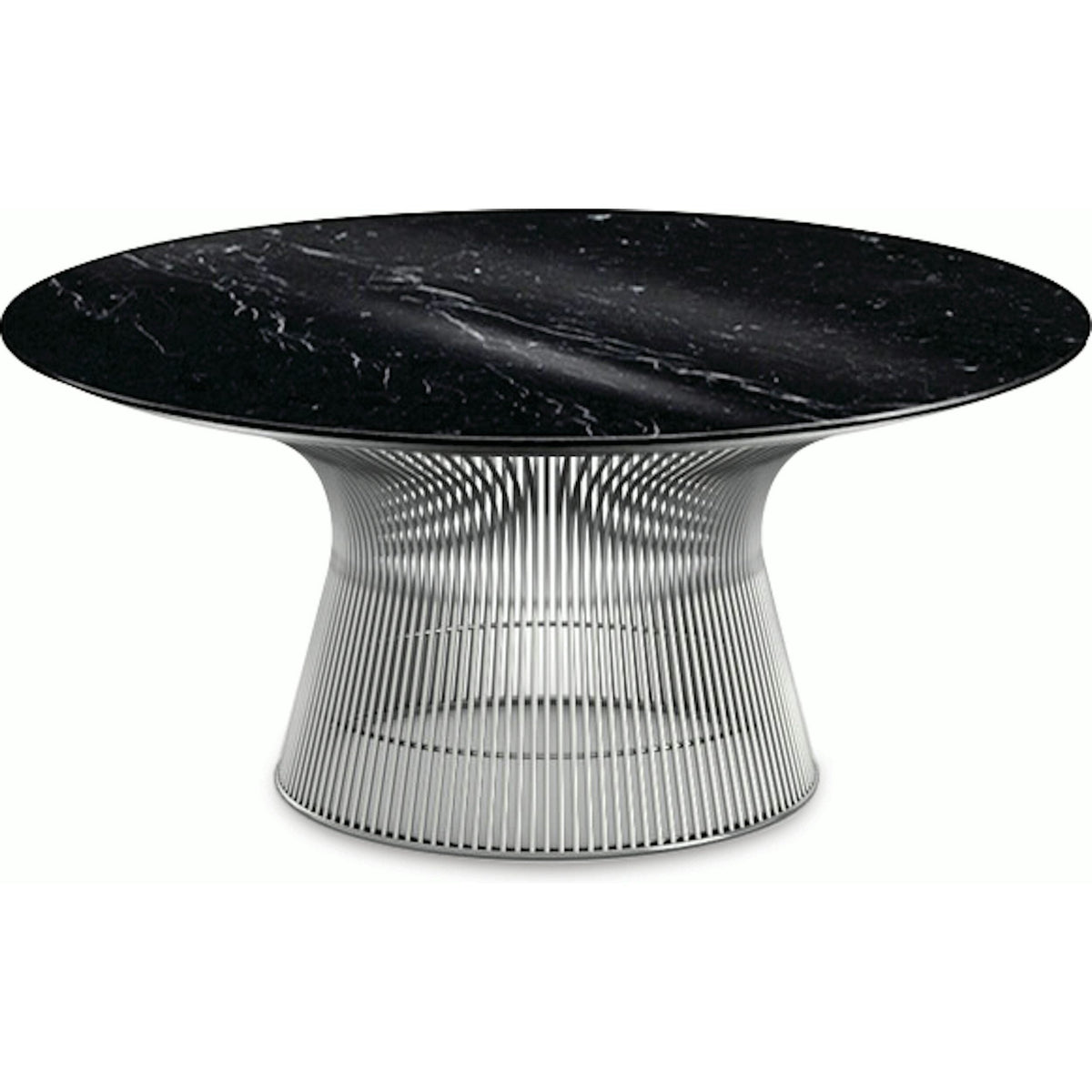 Platner Nickel 36&quot; Coffee Table Coffee Tables Knoll Polished Finish Nero Marquina Marble Top: Black 