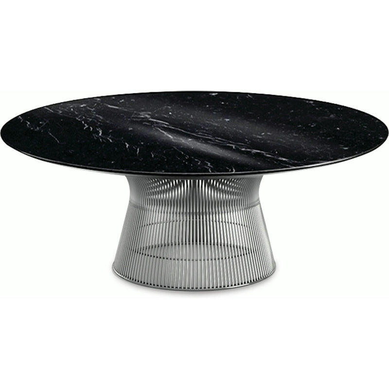 Platner Nickel 42" Coffee Table Coffee Tables Knoll Polished Finish Nero Marquina Marble Top: Black 