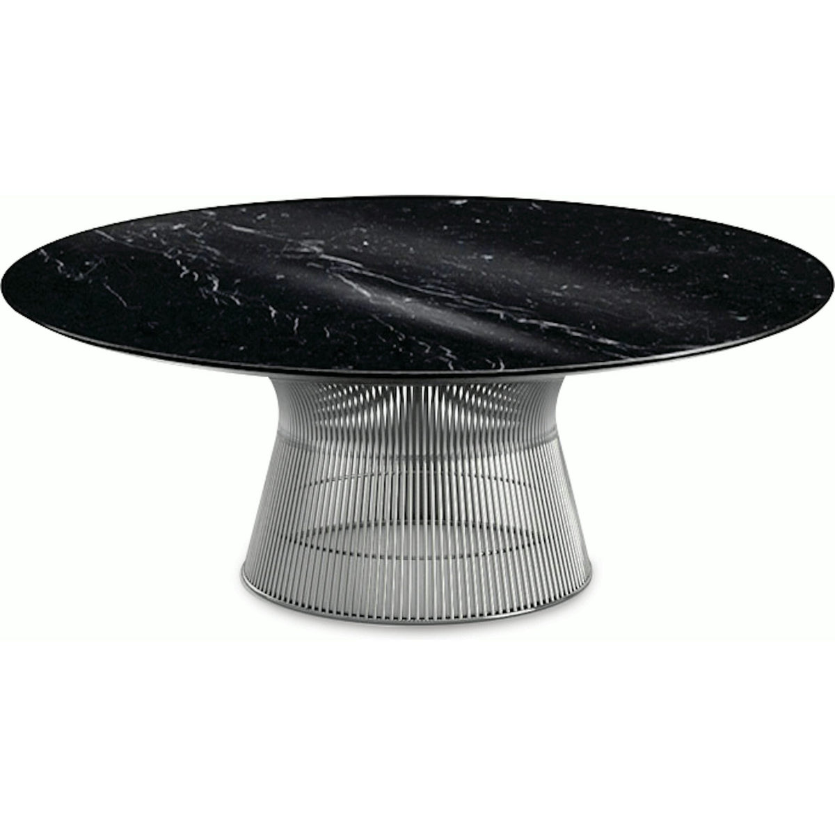 Platner Nickel 42&quot; Coffee Table Coffee Tables Knoll Polished Finish Nero Marquina Marble Top: Black 