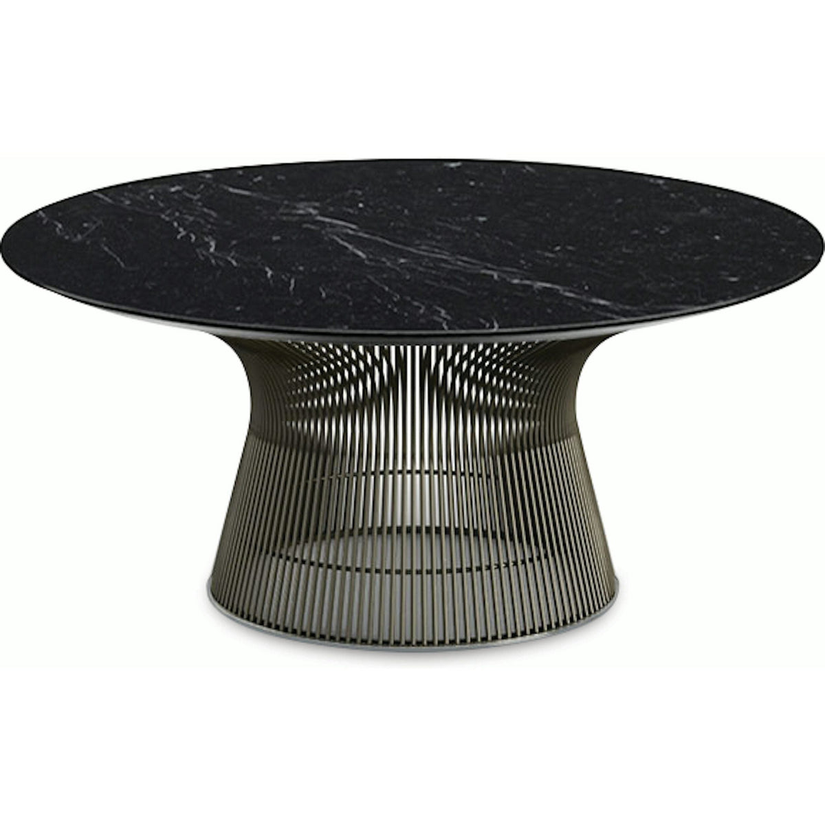 Platner Bronze 36&quot; Coffee Table Coffee Tables Knoll Satin Finish Nero Marquina Marble Top: Black 