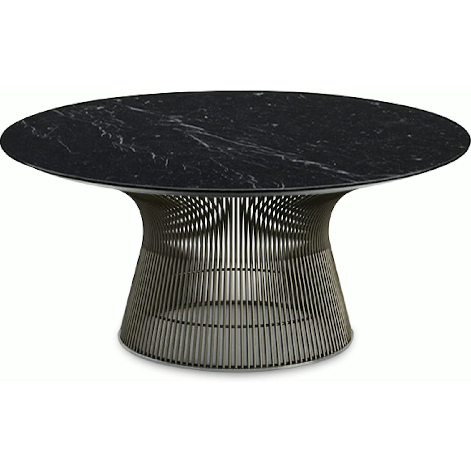 Platner Bronze 36" Coffee Table Coffee Tables Knoll Satin Finish Nero Marquina Marble Top: Black 