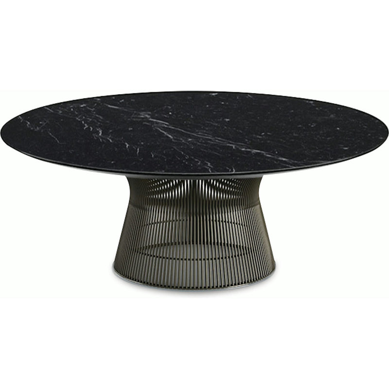 Platner Bronze 42" Coffee Table Coffee Tables Knoll Satin Finish Nero Marquina Marble Top: Black 