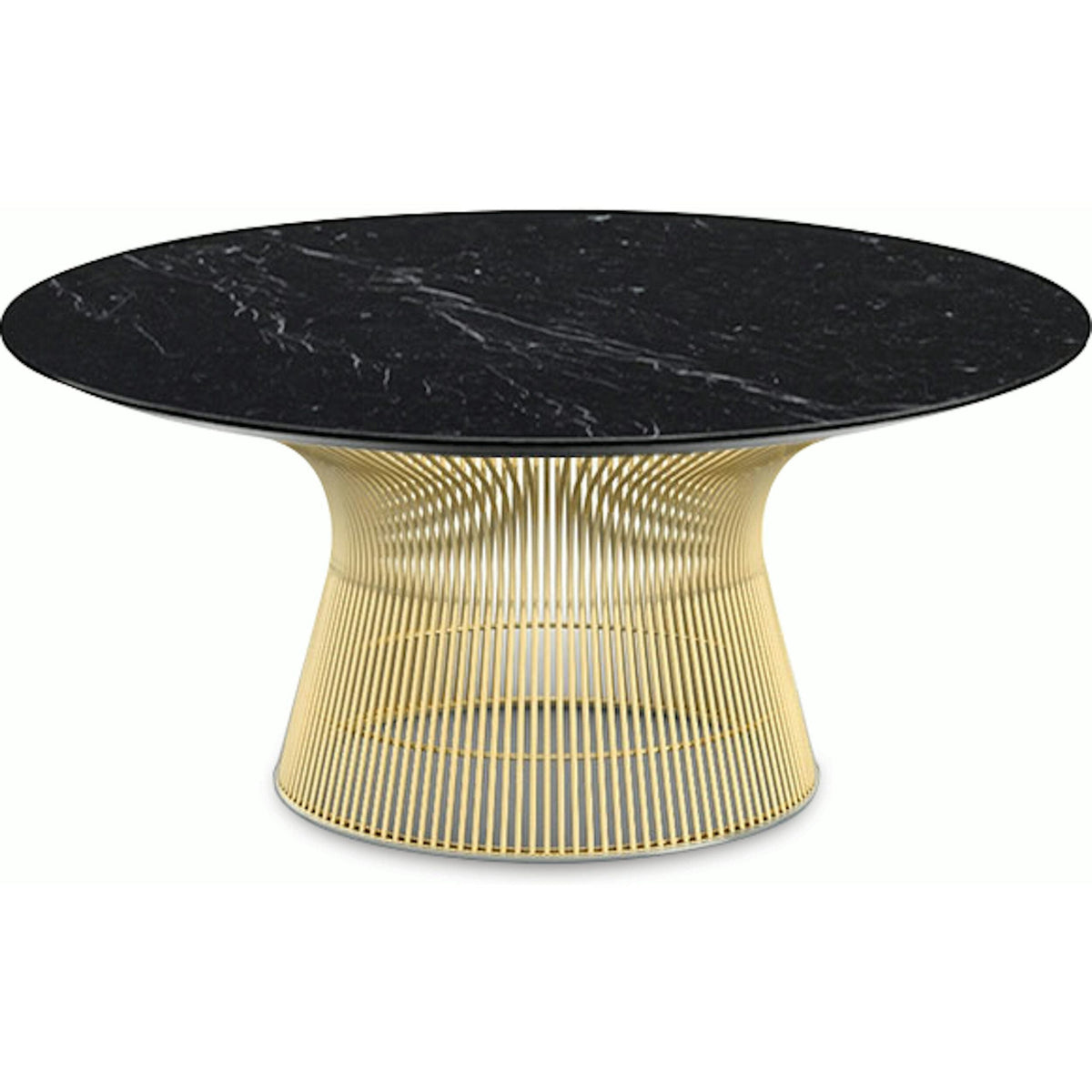 Platner Coffee Table - 36&quot; in Gold Coffee Tables Knoll 18K Gold plated Nero Marquina marble, Satin finish 