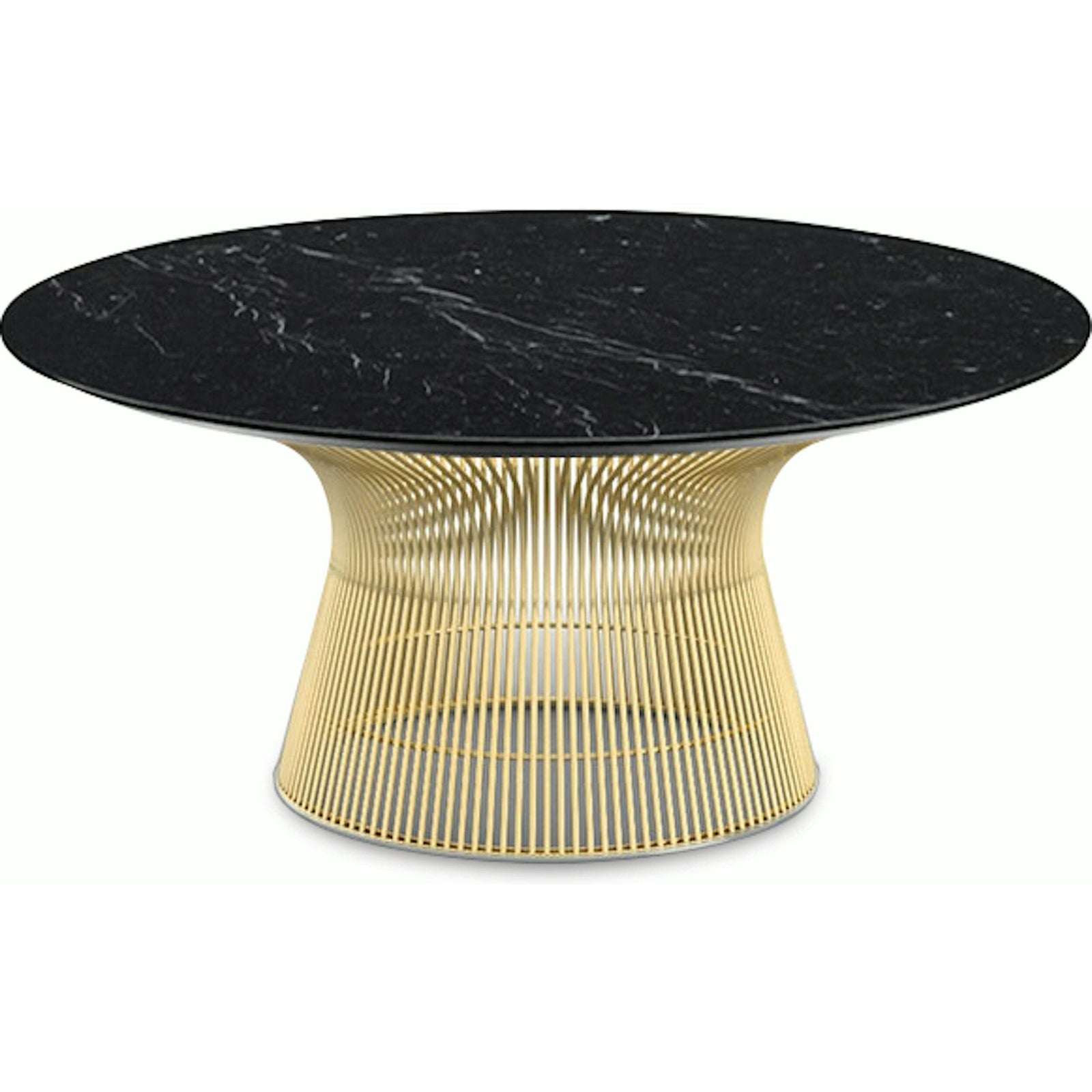 Platner Coffee Table - 36" in Gold Coffee Tables Knoll 18K Gold plated Nero Marquina marble, Satin finish 