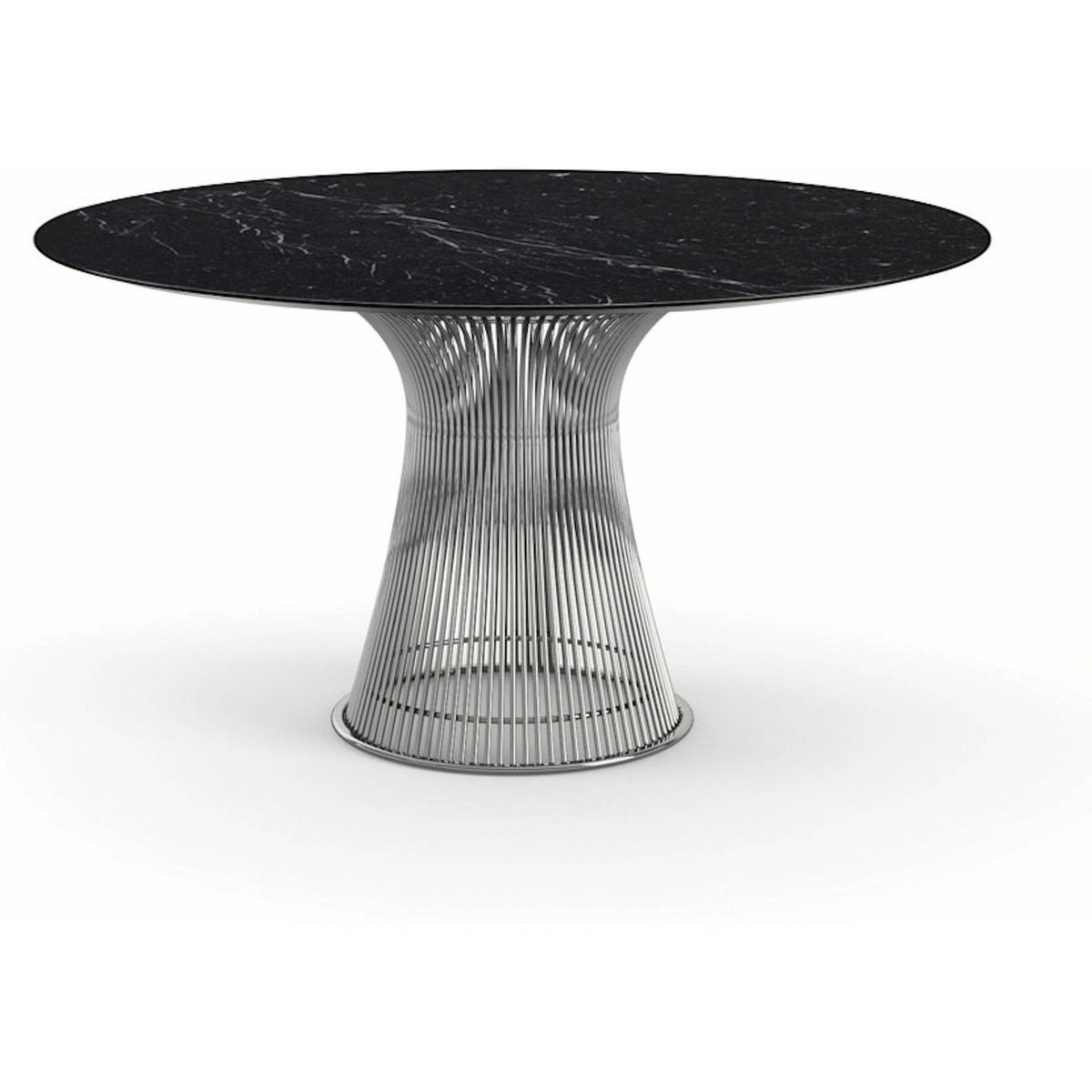 Platner Dining Table - 54 Inch Dining Tables Knoll Polished Nickel Nero Marquina marble, Satin finish 