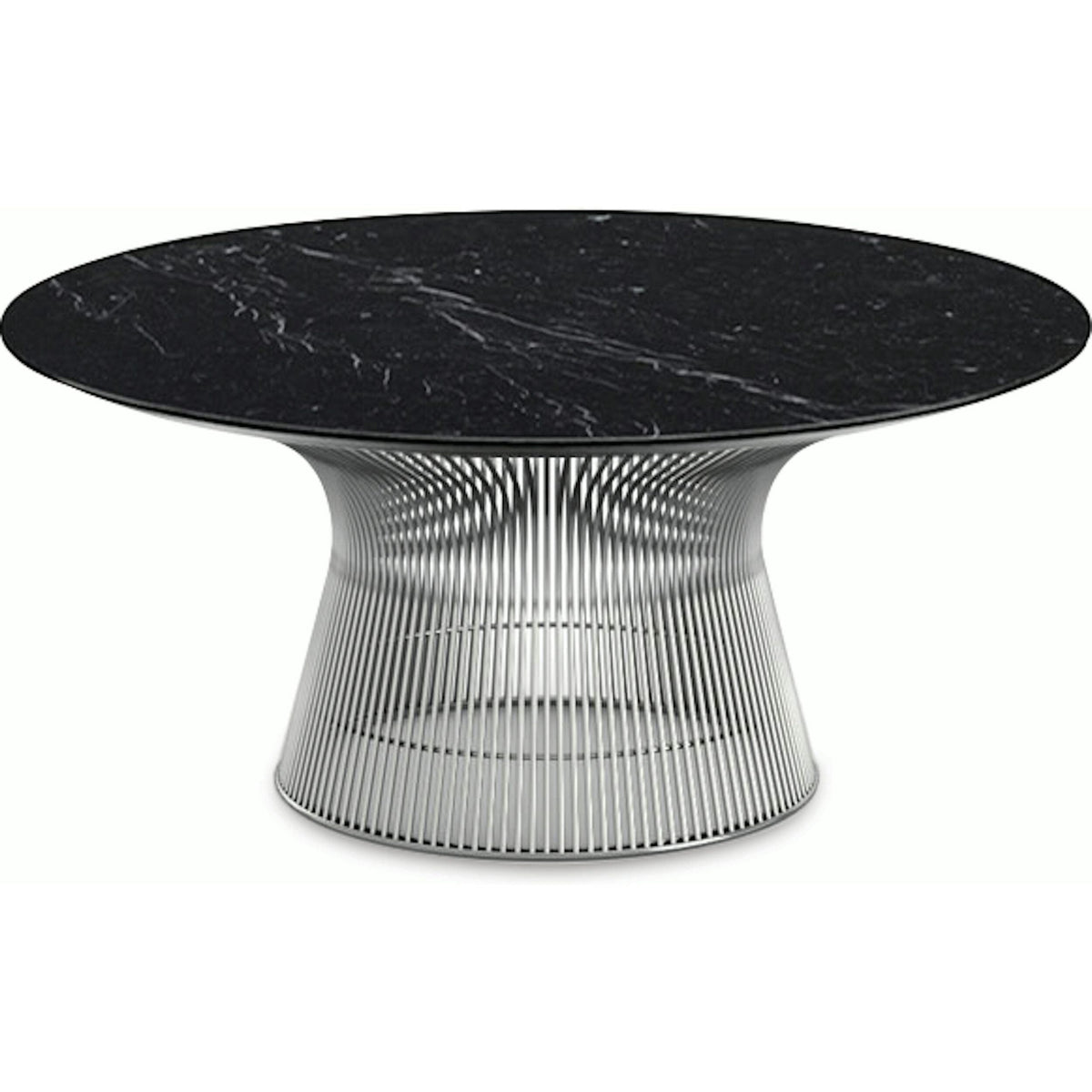 Platner Nickel 36&quot; Coffee Table Coffee Tables Knoll Satin Finish Nero Marquina Marble Top: Black 