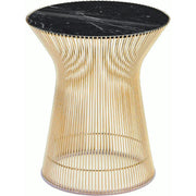 Platner Side Table - Gold side/end table Knoll 18K Gold plated Nero Marquina marble, Shiny finish 