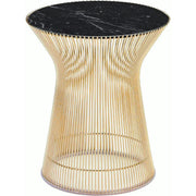 Platner Side Table - Gold side/end table Knoll 18K Gold plated Nero Marquina marble, Satin finish 