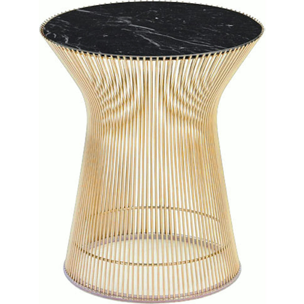 Platner Side Table - Gold side/end table Knoll 18K Gold plated Nero Marquina marble, Satin finish 