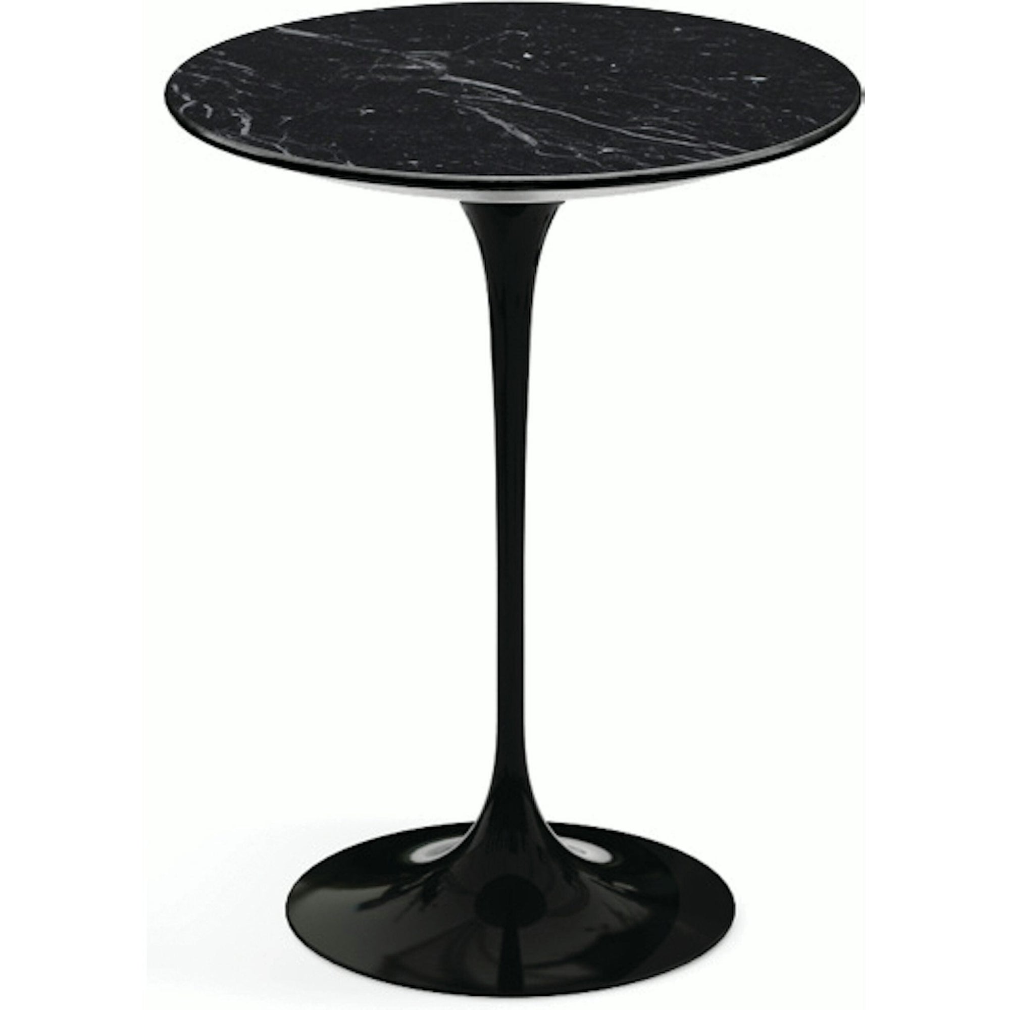 Saarinen Side Table - 16" Round side/end table Knoll Black Nero Marquina marble, Satin finish 