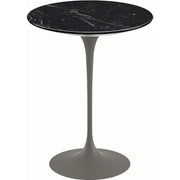 Saarinen Side Table - 16" Round side/end table Knoll Grey Nero Marquina marble, Satin finish 