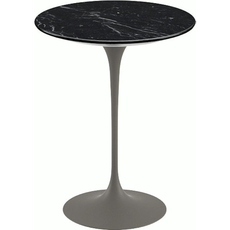 Saarinen Side Table - 16" Round side/end table Knoll Grey Nero Marquina marble, Satin finish 
