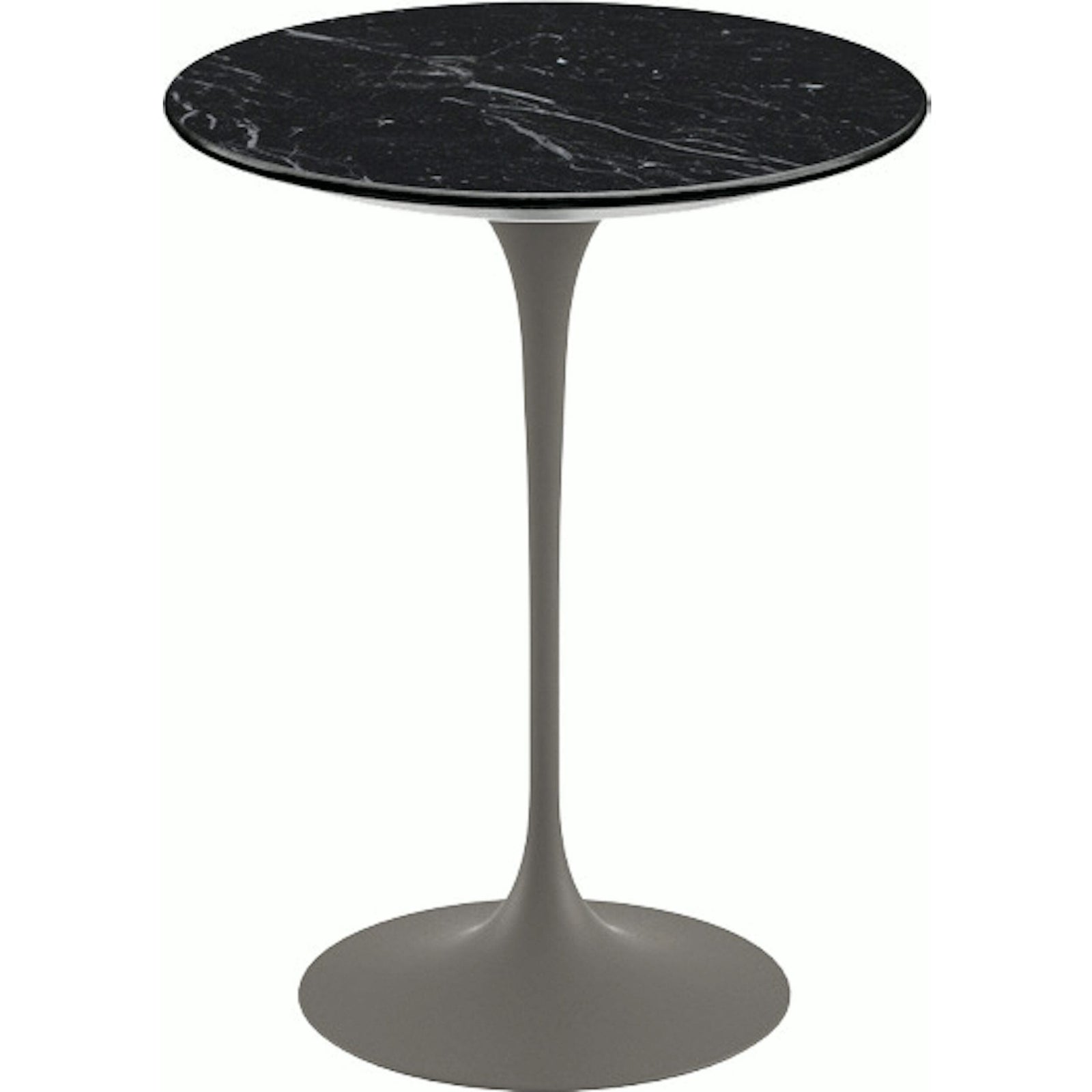 Saarinen Side Table - 16" Round side/end table Knoll Grey Nero Marquina marble, Satin finish 