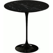 Saarinen Side Table - 20” Round side/end table Knoll Black Nero Marquina marble, Satin finish 