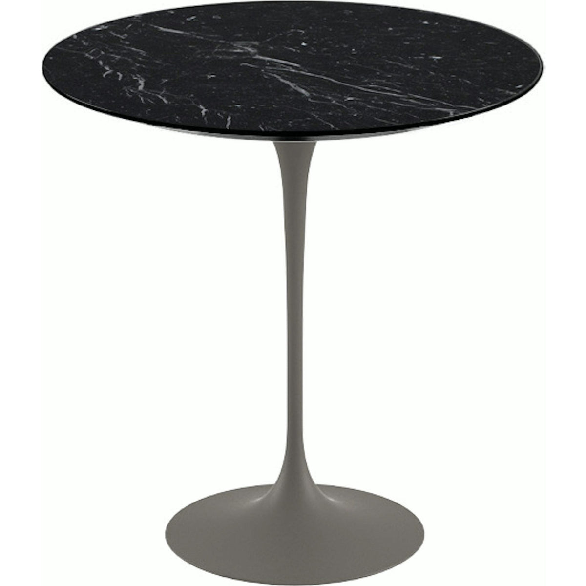 Saarinen Side Table - 20” Round side/end table Knoll Grey Nero Marquina marble, Satin finish 