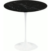 Saarinen Side Table - 20” Round side/end table Knoll White Nero Marquina marble, Satin finish 