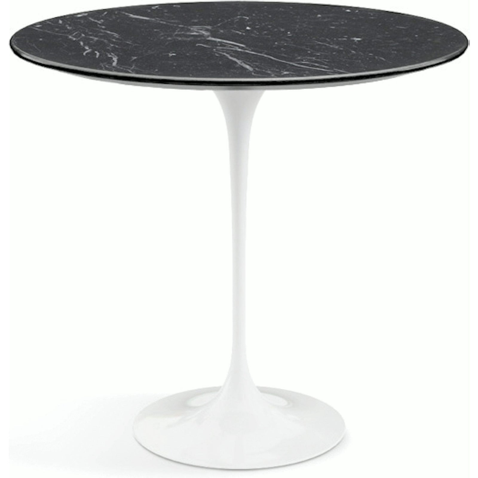 Saarinen Side Table - 22” Oval side/end table Knoll White Nero Marquina marble, Satin finish 