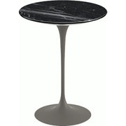 Saarinen Side Table - 16" Round side/end table Knoll Grey Nero Marquina marble, Shiny finish 