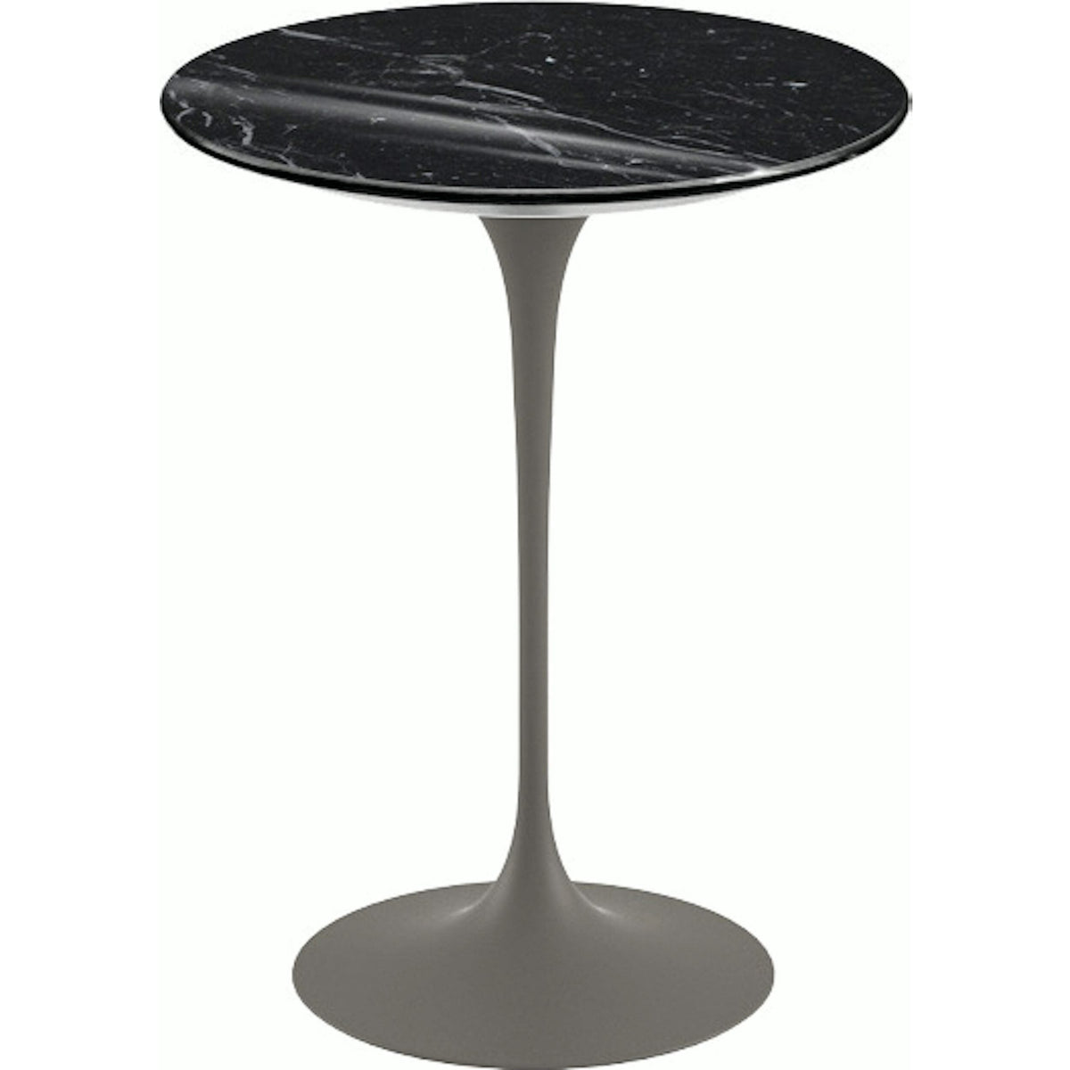 Saarinen Side Table - 16" Round side/end table Knoll Grey Nero Marquina marble, Shiny finish 