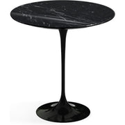 Saarinen Side Table - 20” Round side/end table Knoll Black Nero Marquina marble, Shiny finish 