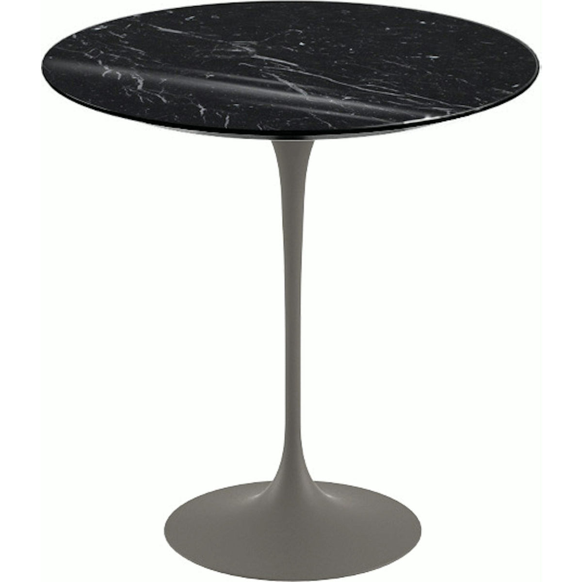 Saarinen Side Table - 20” Round side/end table Knoll Grey Nero Marquina marble, Shiny finish 