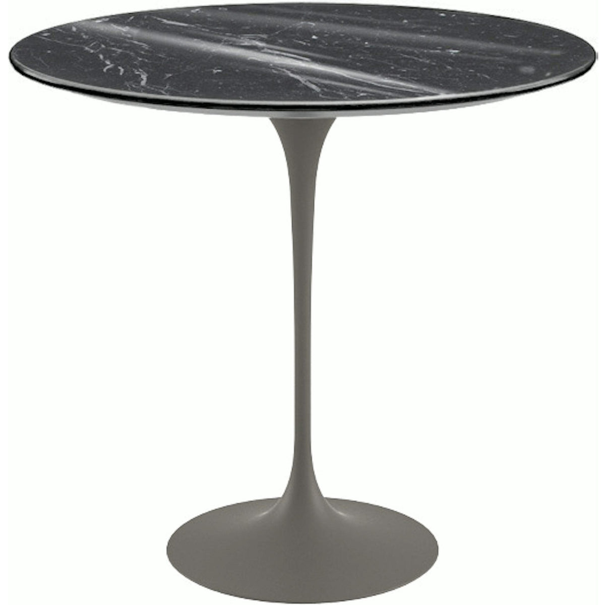 Saarinen Side Table - 22” Oval side/end table Knoll Grey Nero Marquina marble, Shiny finish 