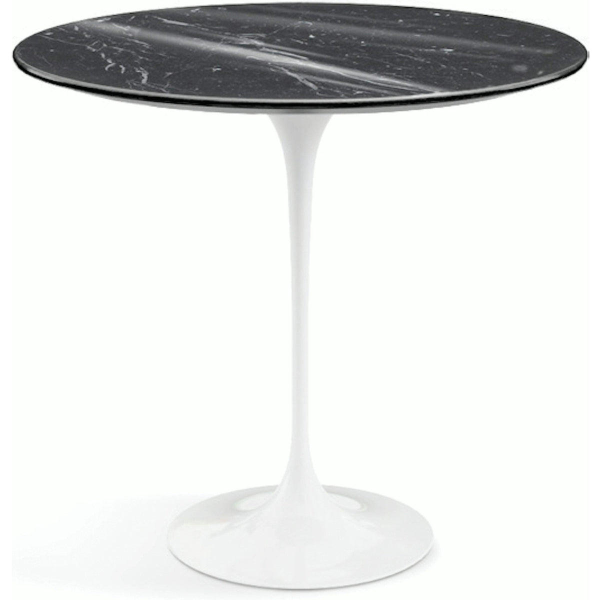 Saarinen Side Table - 22” Oval side/end table Knoll White Nero Marquina marble, Shiny finish 