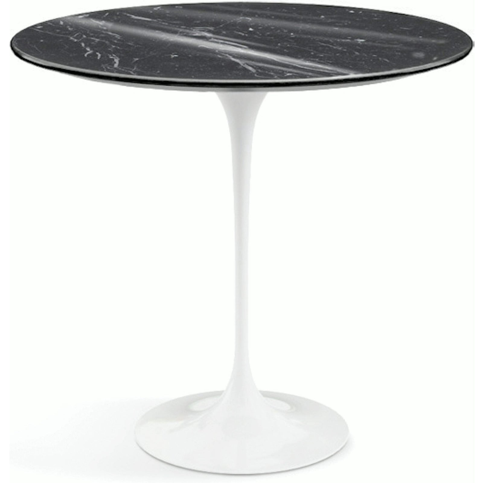 Saarinen Side Table - 22” Oval side/end table Knoll White Nero Marquina marble, Shiny finish 
