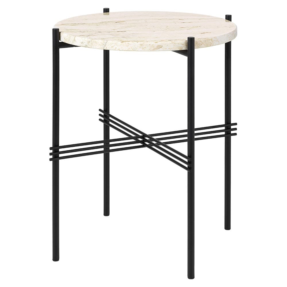 TS Side Table side table Gubi Neutral White Travertine Black 