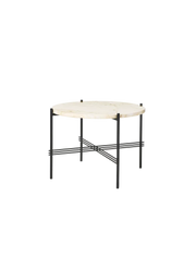 TS Round Coffee Table - Marble Top Tables Gubi Black Neutral White Travertine Small: Dia 21.7"
