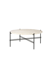 TS Round Coffee Table - Marble Top Tables Gubi Black Neutral White Travertine Medium: Dia 31.5"
