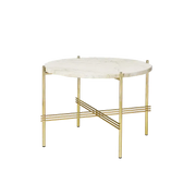 TS Round Coffee Table - Marble Top Tables Gubi Brass Neutral White Travertine Small: Dia 21.7"